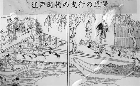 高瀬舟曳行の図